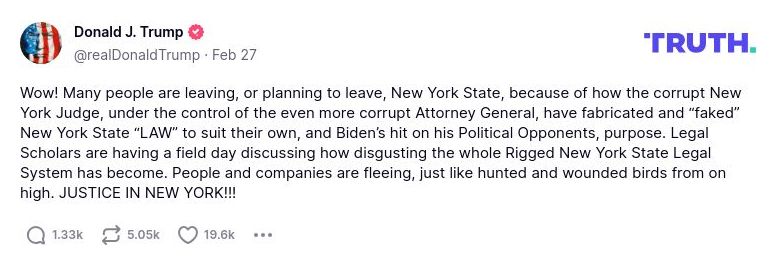 Post image from Donald Trump