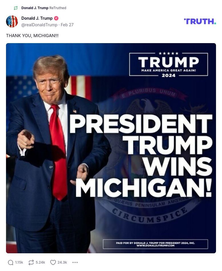 Post image from Donald Trump