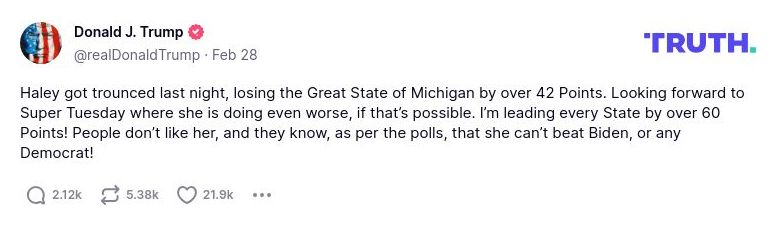 Post image from Donald Trump