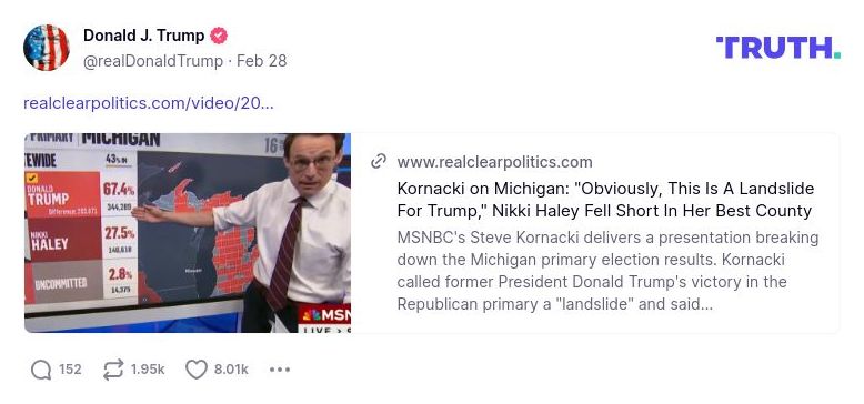 Post image from Donald Trump