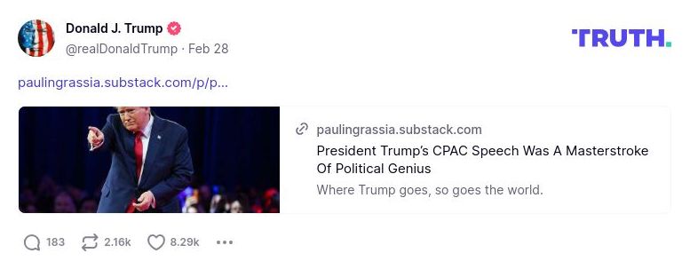 Post image from Donald Trump