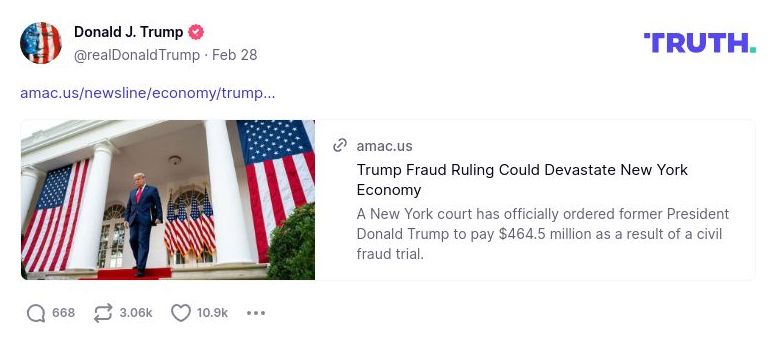 Post image from Donald Trump