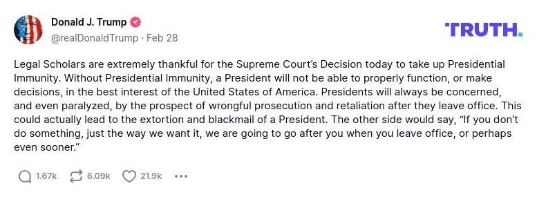 Post image from Donald Trump