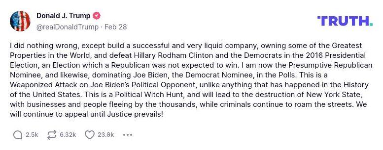 Post image from Donald Trump