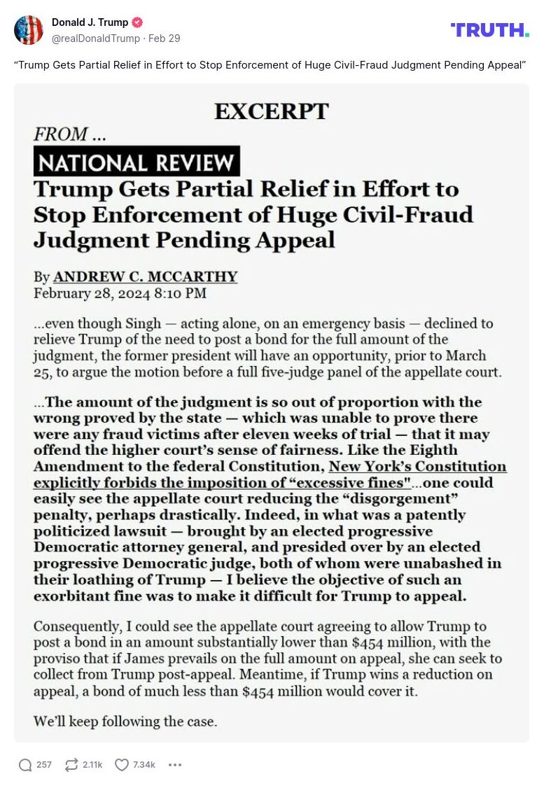 Post image from Donald Trump