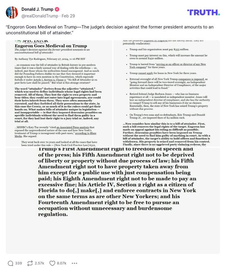 Post image from Donald Trump