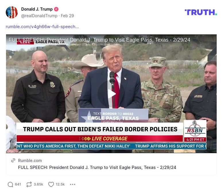 Post image from Donald Trump