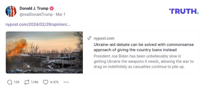 Post preview from Donald Trump