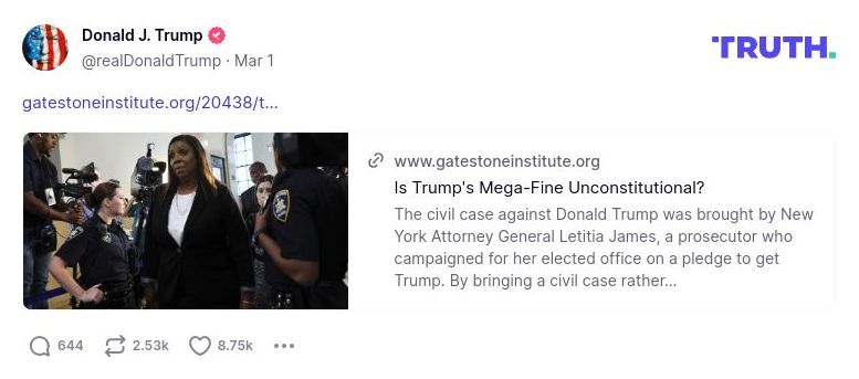 Post image from Donald Trump