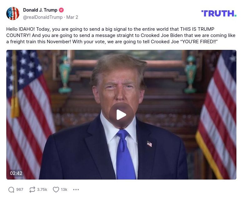 Post image from Donald Trump