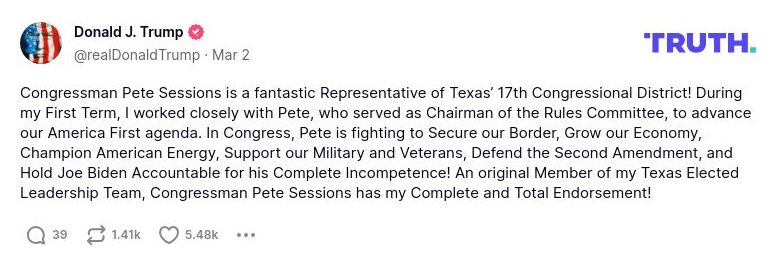 Post image from Donald Trump