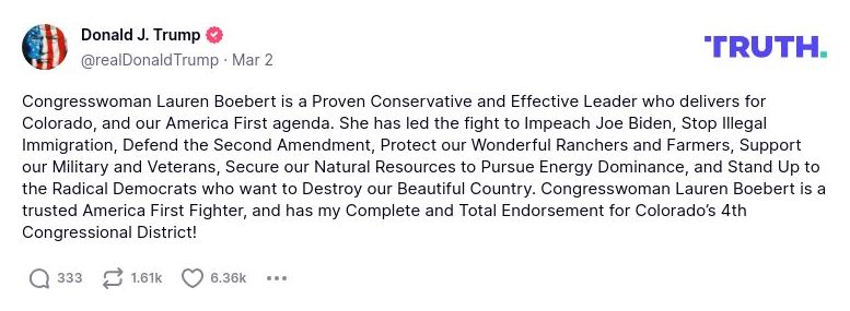 Post preview from Donald Trump