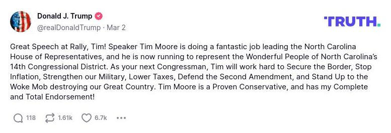 Post preview from Donald Trump