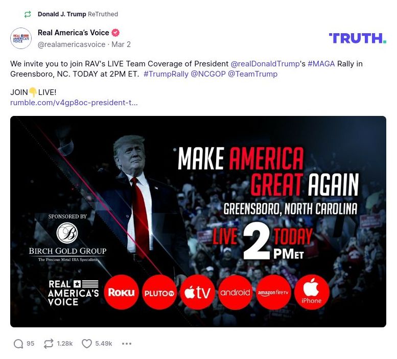 Post image from Donald Trump