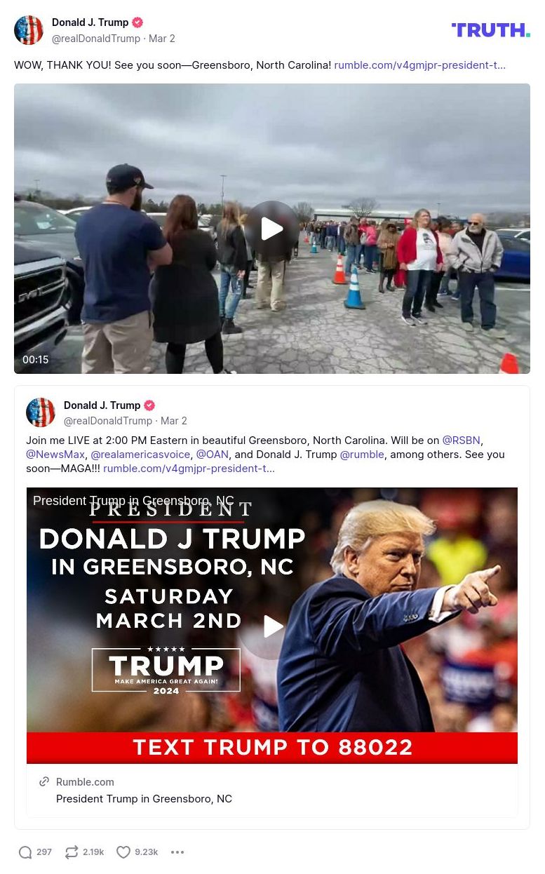 Post image from Donald Trump