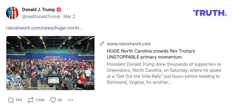 Post image from Donald Trump