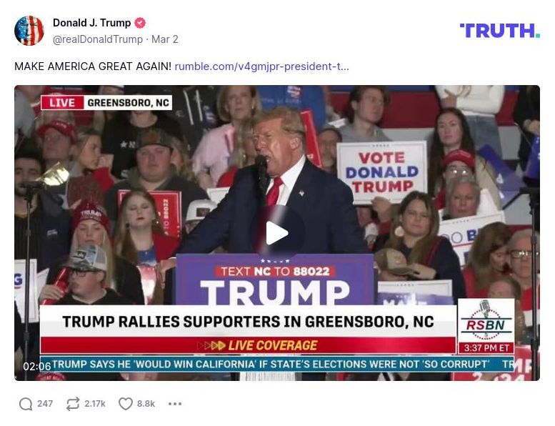 Post image from Donald Trump