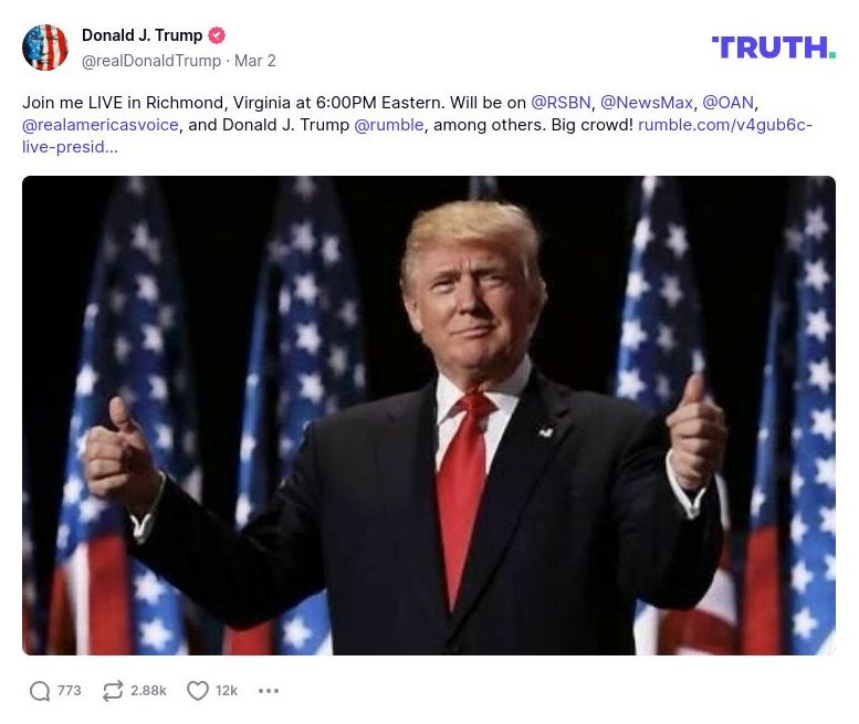 Post image from Donald Trump