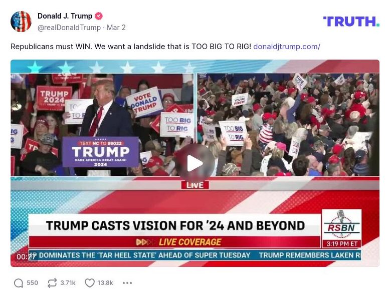 Post image from Donald Trump