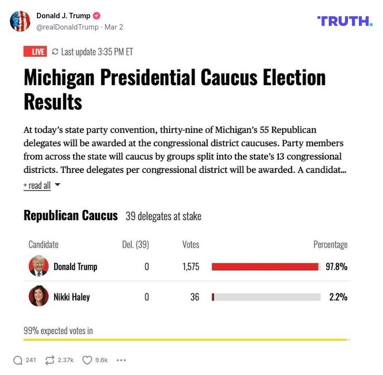 Post image from Donald Trump