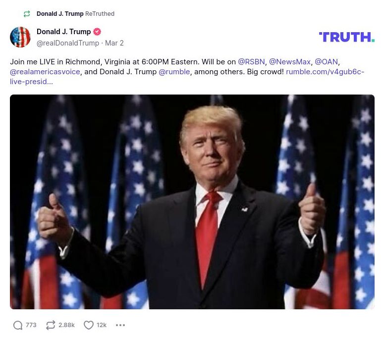 Post image from Donald Trump