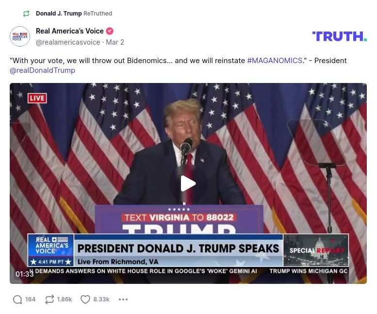 Post image from Donald Trump