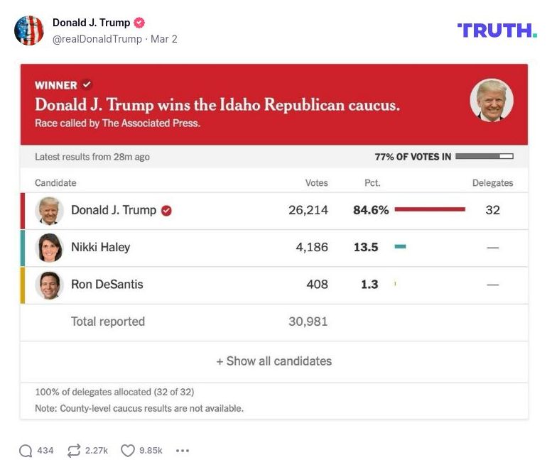 Post image from Donald Trump