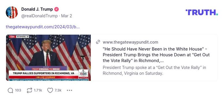 Post image from Donald Trump