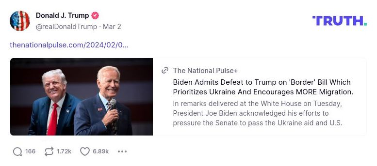 Post preview from Donald Trump