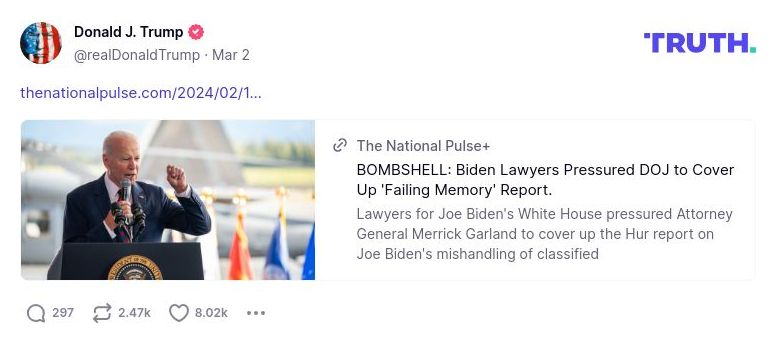 Post image from Donald Trump