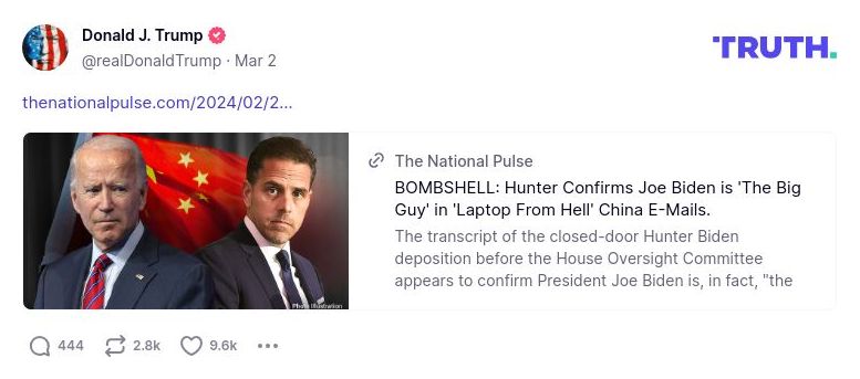 Post preview from Donald Trump