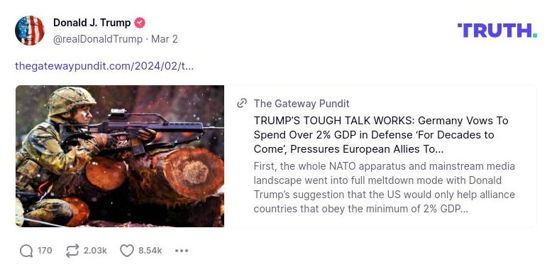 Post image from Donald Trump