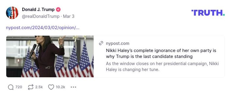 Post image from Donald Trump