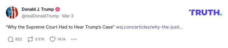 Post image from Donald Trump