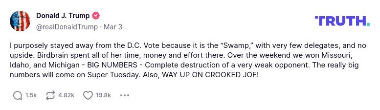 Post image from Donald Trump