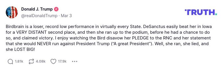 Post image from Donald Trump