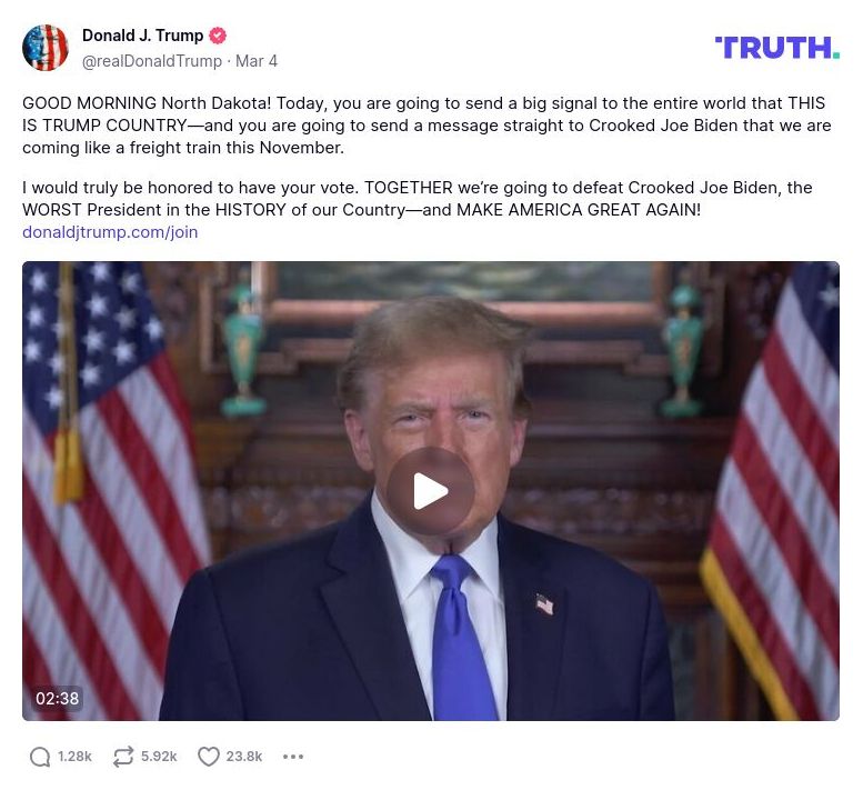 Post image from Donald Trump