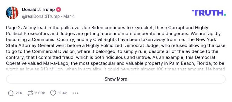 Post image from Donald Trump