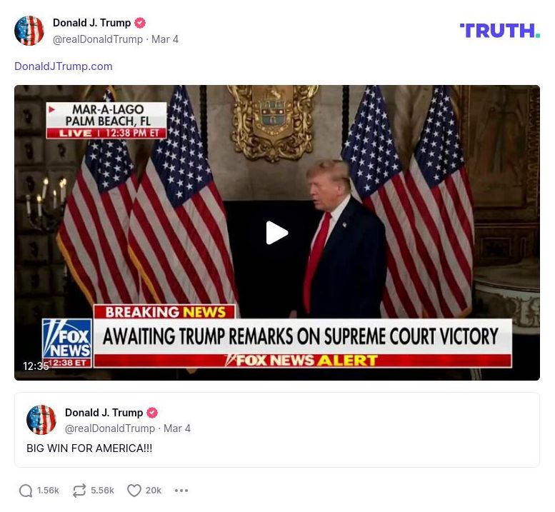 Post image from Donald Trump