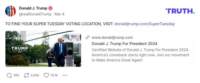 Post image from Donald Trump