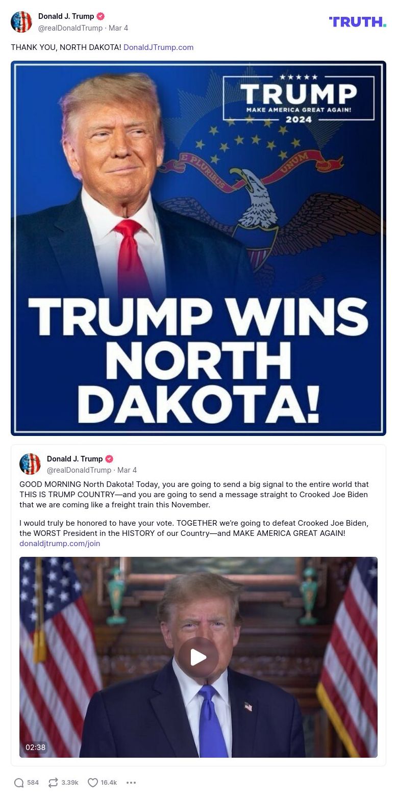 Post image from Donald Trump