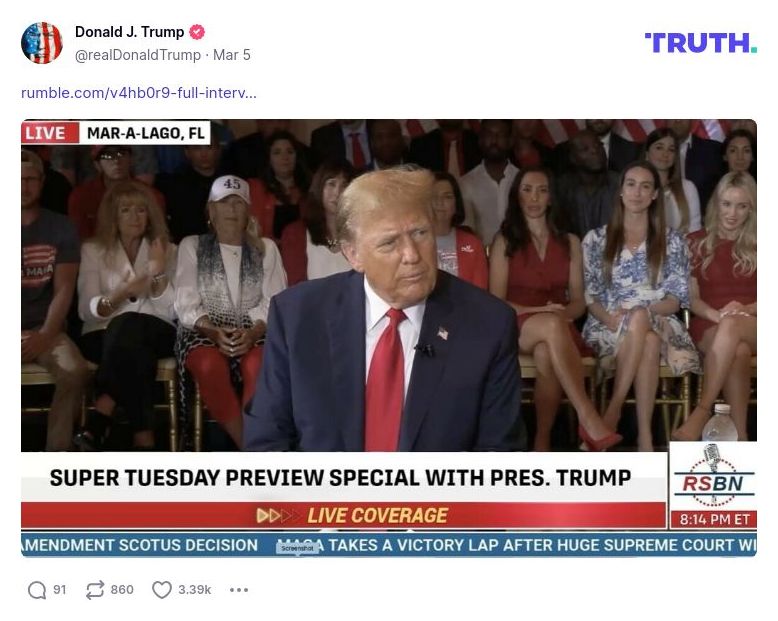 Post image from Donald Trump