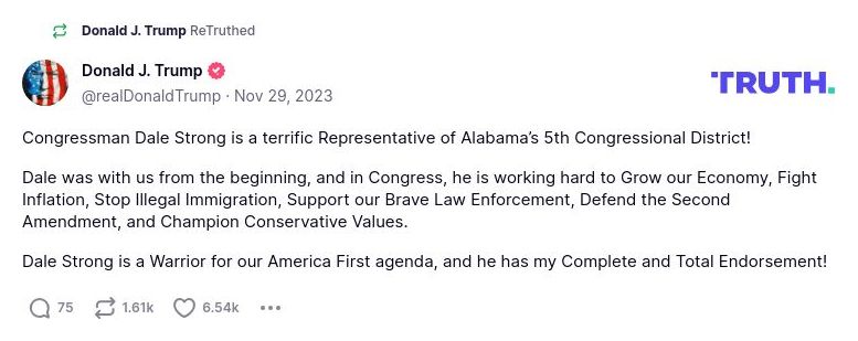 Post preview from Donald Trump