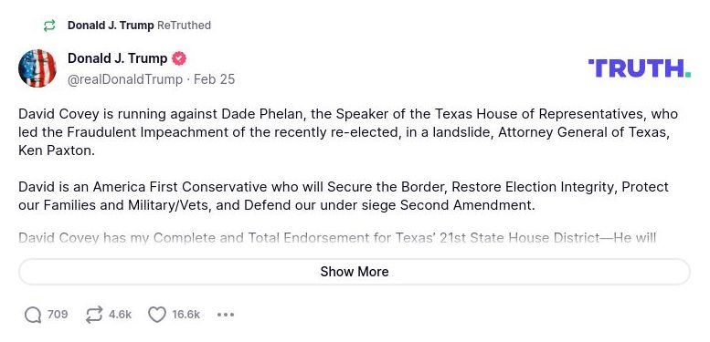 Post image from Donald Trump