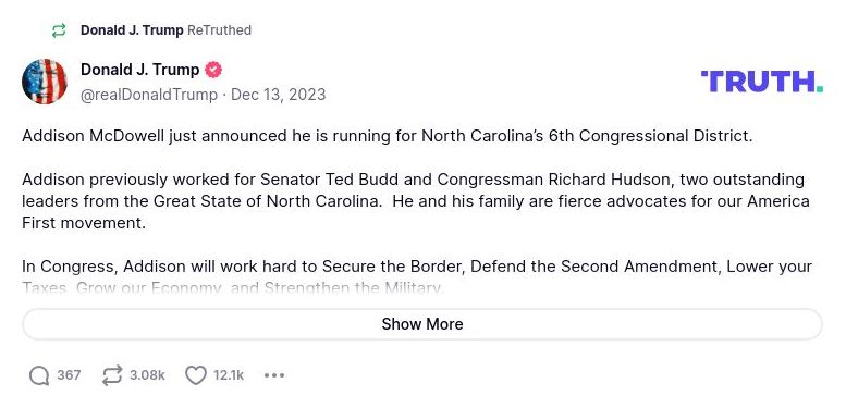 Post image from Donald Trump