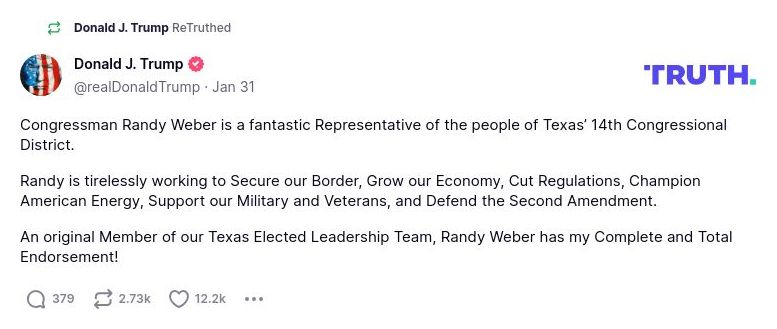 Post image from Donald Trump