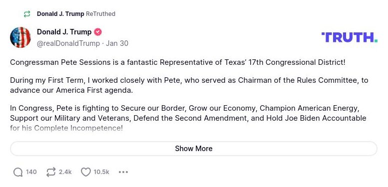 Post image from Donald Trump