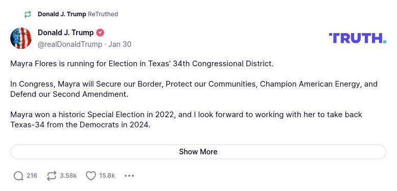 Post image from Donald Trump