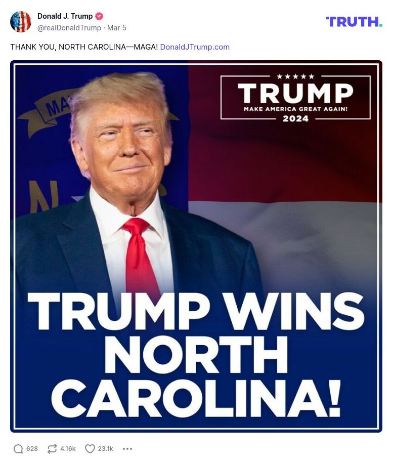 Post image from Donald Trump