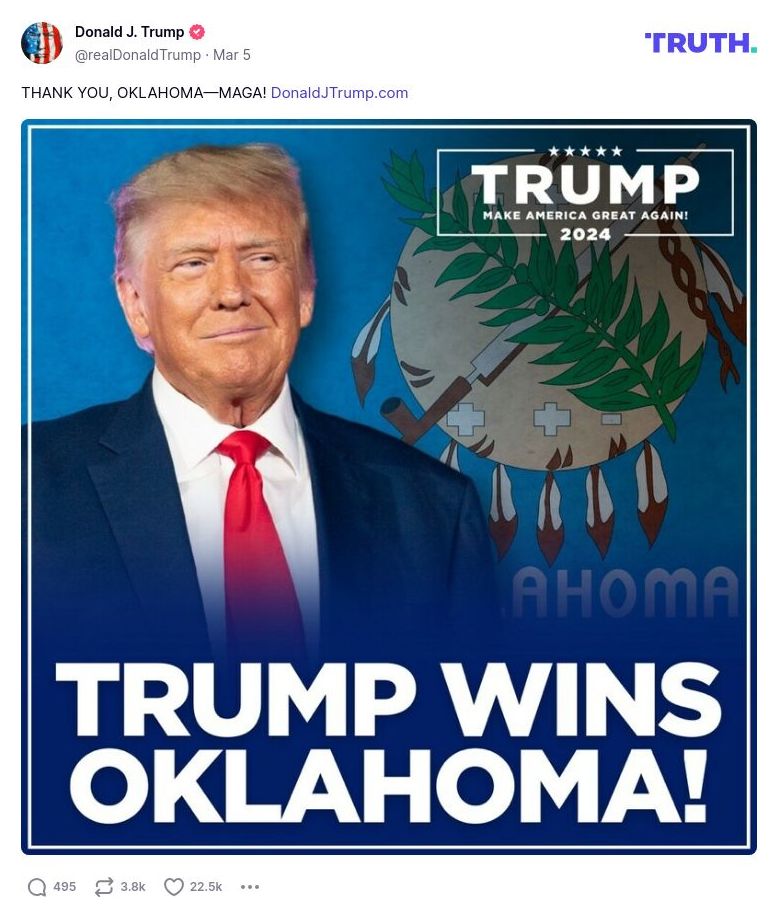 Post image from Donald Trump